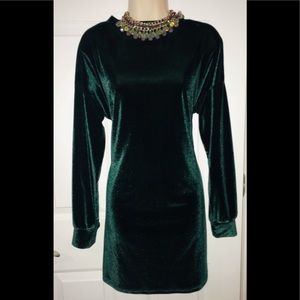 Green Velvet Cocktail Holiday Dress